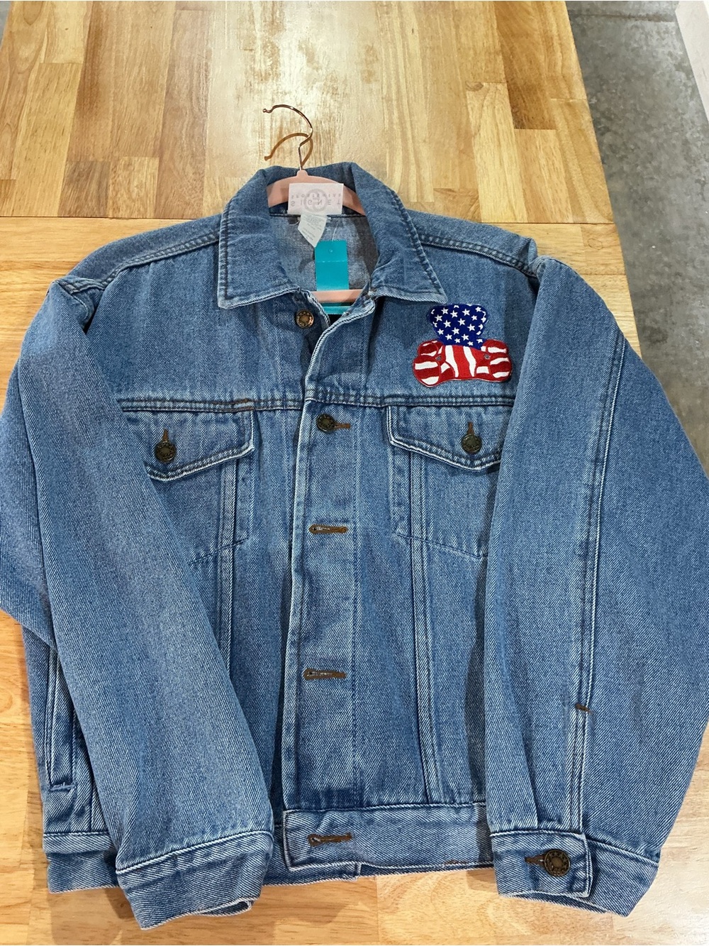 Vintage Signet Sportswear USA Denim Jacket Patriotic Teddy Bear Small